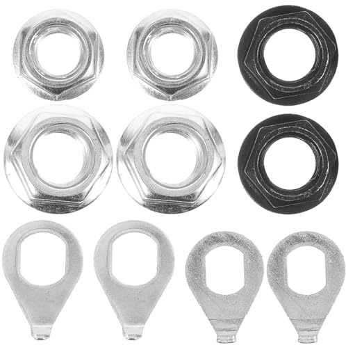 TOYANDONA Bicycle Wheel Hub Nuts and Protective Washers Kit M8 M9.5 Steel Flange Axle Nuts Safety Hangers for Front and Rear Bike Axles, Fastening Hardware Set for Cycling Random Color