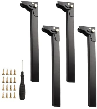 JoyousMall Verstellbare Klapptischbeine, selbstsichernde Metall-Tischbeine, Aluminiumlegierung, Möbelstütze für DIY-Kaffee-Seiten-Campingtische, schwarz, 4 Stück