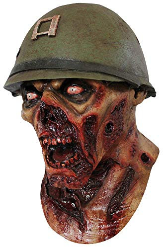 Captain Lester Zombie Soldier With Helmet Latex Gruesome Head and Chest Mask
