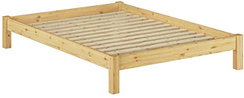 Erst-Holz® Doppelbett Massivholzbett Kiefer Natur 140x200 Futonbett Jugendbett Einzelbett Rollrost 60.35-14