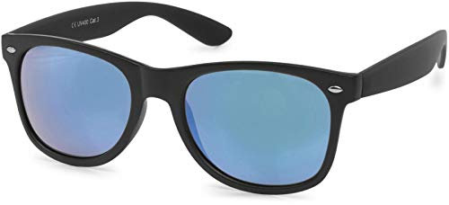 styleBREAKER Unisex Nerd Sonnenbrille Kunststoff UV400, Schwarz/Blau