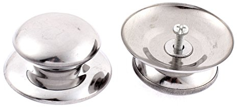 sourcing map Cacerola de acero inoxidable de la tapa cubierta del pote 57 mm x 45 mm pomo 2 piezas