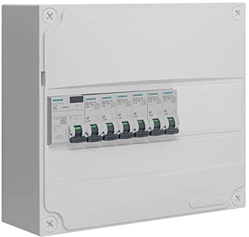 Siemens – Pannello elettrico pre-montato, 1 fila, 13 moduli, 6 interruttori, 1 interruttore differenziale