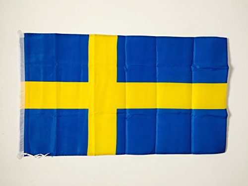 AZ FLAG Bandera de Suecia 90x60cm para un Palo - Bandera Sueca 60 x 90 cm Poliester Ligero