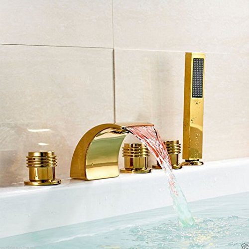 Gowe bagno moderno cascata per vasca idromassaggio gold-plating rubinetti vasca da bagno rubinetto vasca con doccetta