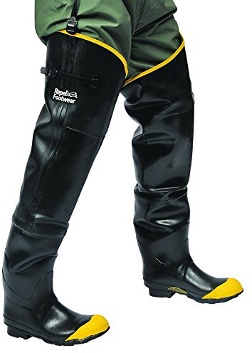 Galeton 7942-11 Repel Footwear Steel Toe Hip Boots with Straps, Men's Size 11, Black