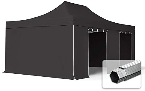 TOOLPORT ALU Pavillon Faltpavillon 4x6m ohne Fenster robust und wasserdicht Professional 50mm Partyzelt schwarz schwer entflammbar