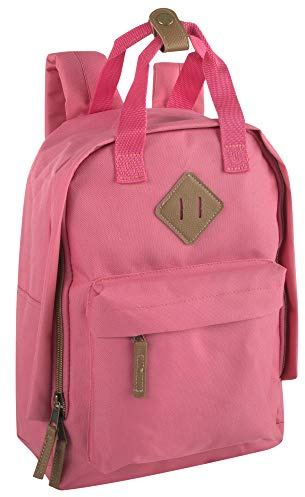 MADISON & DAKOTA Mini mochila de lona para uso diario y de día en bloques de color sólido, Rosado, S, Viajar