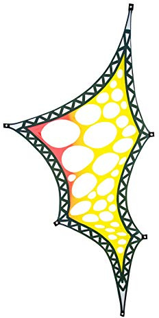 PSYWORK Schwarzlicht Segel Spandex | Goa Space Star Two Right | 1,5 x 3m | UV-aktiv | Leuchtend | Wandtuch Wandbehang Stoff Neon Deko Party Tuch Tapestry Poster PSY