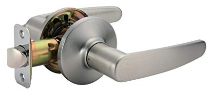 Amazon Basics Easy Installation Straight Door Lever, Passage, Satin Nickel, 1-Pack