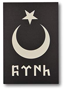 Gök-Türk Wandbild Bild für Wohnzimmer Büro Wohnung Deko Kunstdrucke Halbmond mit Stern Ertugrul Alttürkische Schrift Türk Ay Yildiz (schwarz)