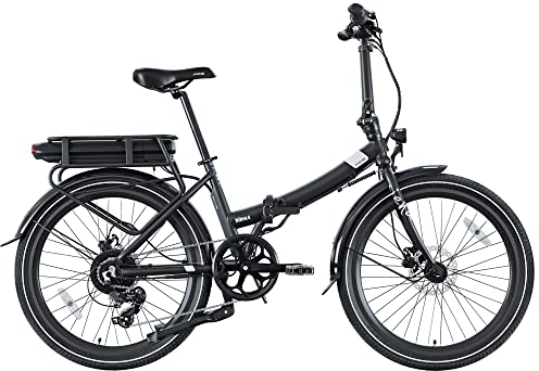 LEGEND EBIKES Siena, E Bike Elektrofahrrad Herren und Damen, Fahrrad Auswechselbare Batterie 36V 13Ah, 25km/h, Elektrofahrräder 250W, E-Bike Klapprad 7 Gänge, Räder 24, Smartbike Schwarz