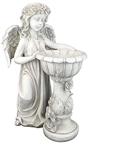 Design Toscano Angelique's Garden Spritzengel bei Vogeltränke