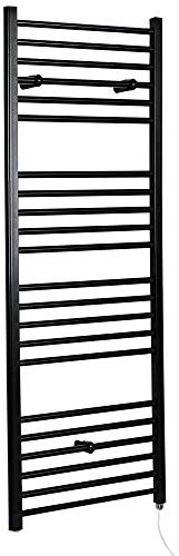 Milano Nero 800W Black Straight Bar Electric Heated Towel Rail - 1600mm x 500mm