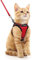 rabbitgoo Katzengeschirr Katzenleine Set Katzengeschirr mit Leine Geschirr Katzen ausbruchsicher verstellbar weich mit reflektierenden Streifen für Katzen Kitten Welpen Cat Harness Leash Rot M