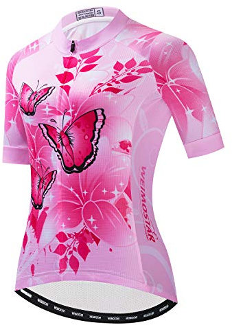Bike Jersey Donne Ciclismo Shirt Top Bicicletta Abbigliamento Lady, Farfalla rosa., XX-Large