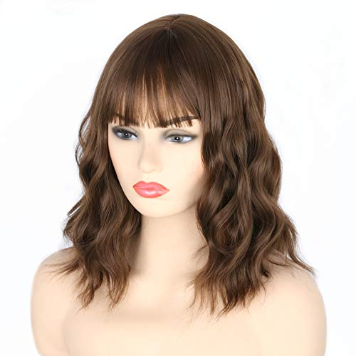 Topcosplay Damen Perücke Halb Schwarz und Halb Grau Lang Gewellt Locken Natürlich Perücke für Kostümparty Halloween Karneval (Hellbraun)