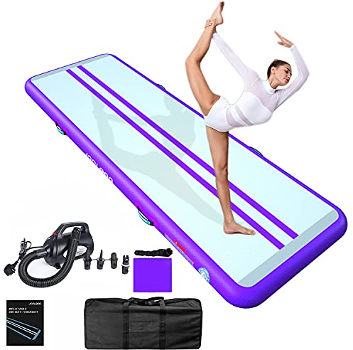 JOOLOOG Aufblasbare Gymnastikmatte 2-8m Turnmatte, 10/20cm Dicke Air Matte mit Pumpe, Tumbling Matten für Yoga, Fitness, Kinder Zuhause & Garten，Violett