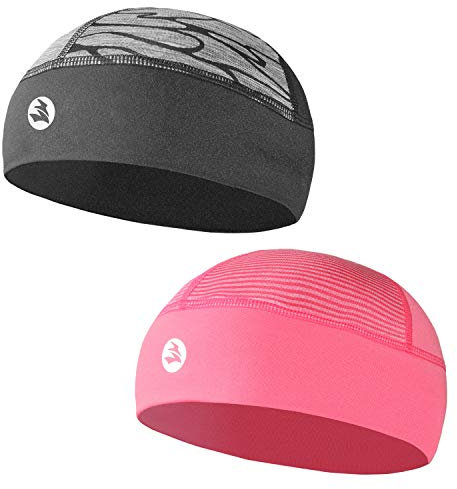 EMPIRELION Unterziehmütze Fahrradhelm Sommer Herren Radsport Mütze Fahrradhelm Radmütze Skull Cap Unterhelm Mütze Sonnenschutz (Schwarzer Druck + Koralle, 2)
