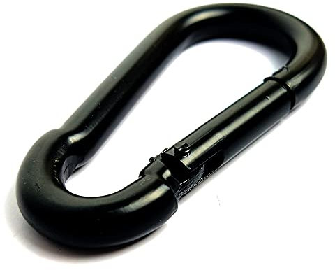 OULVLIFE Karabiner Karabinerhaken Stahl Clip Link Schnalle Heavy Duty für Camping im Freien Wandern Hängematte Schaukel Schwarz (100mm, 5)