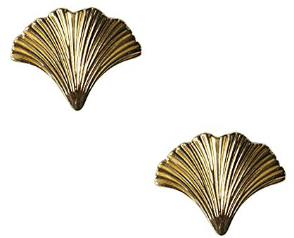 Fhupoy Möbelgriff Ginkgo Form Schubladenknöpfe Tür Zug aus Messing Knopf mit Schraube für Schrank Schubladen Apothekerschrank Gold (2 Stück)