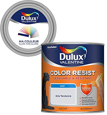 Ma Couleur Sur-Mesure par Dulux Valentine – Peinture Intérieure Murs, Plafonds, Boiseries - Palette Jeu, Pièce à Vivre Mat, Gris Tendance, 0,5 L