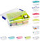 Plastic Storage Box Lightweight Robust Stackable Storage Boxes with Lid, Clear Latch Boxes, Plastic Organiser, Space Saving Solution for Home Office (9L - Storage Box with Green Tray)