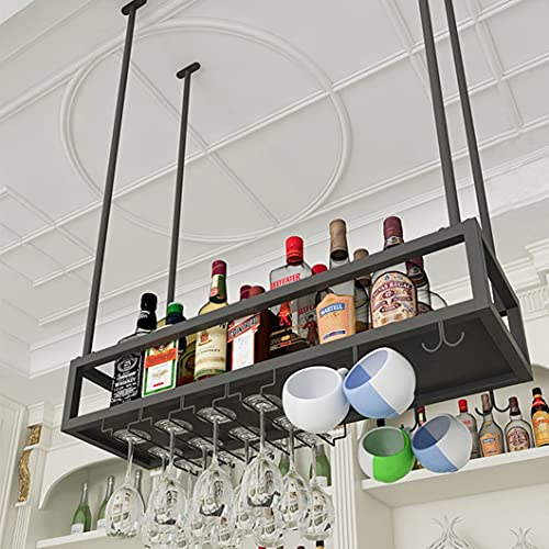 DTDMY Plafond à vin Suspension de Plafond Storage Bouteilles de vin et gobelets de Verre STEMWare Patchs, pour sous-Armoire, Cuisine, Bar, Porte-vin Suspendu/étagère décorative/étagère de Rangement