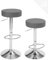 KAYELLES Lot 2 Tabourets Bar siège Rond Simili Cuir sans Dossier, Hauteur réglable, Repose Pieds, pivotants 360° Pied Chrome YO (Gris)