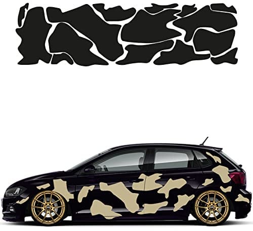 Camouflage Auto Aufkleber Set 15 Teilig Autodekor KFZ Seitenaufkleber Tuningset Camper Wohnwagen Premiumfolie (Matt Beige)