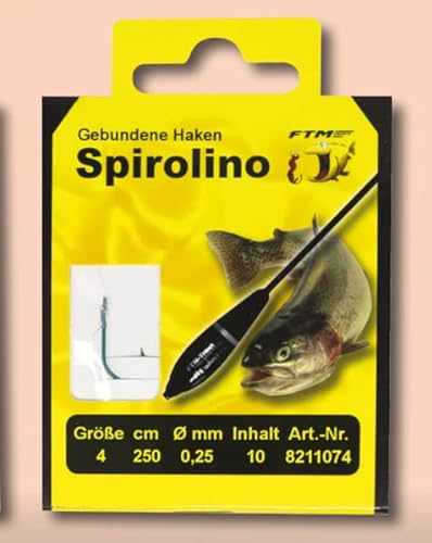 Fishing Tackle Max Haken Geb. Spirolino 4/0,25Ø 2,5m Inh. 10 STK.