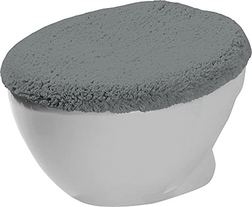 Erwin Müller WC-Deckelbezug Uni Serie Stuttgart grau Größe 45x50 cm - Unterseite rutschhemmend, mit Schnürung, 100% Baumwolle