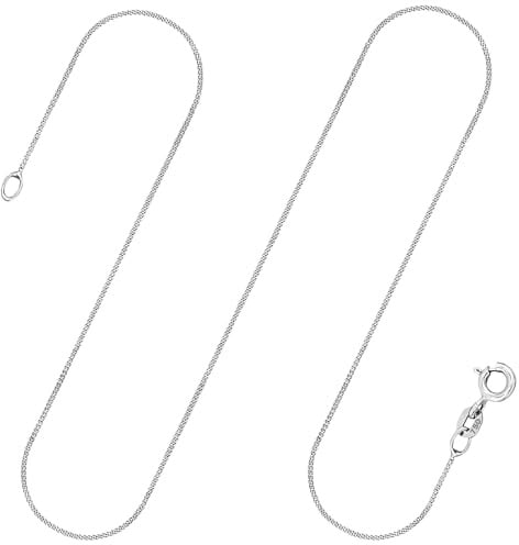 EDELIND Goldkette Damen 585 750 Weißgold, 1,1mm Panzerkette, auch 375 | Dünne Halskette aus echtem Weißgold für Frauen; 14K, 18K, 9K; Federringverschluss