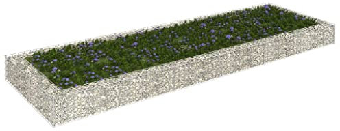homiuse Lit SuréLevé à Gabion 300x100x20 CM Jardin Exterieur Mur en Gabion JardinièRe Claustra Exterieur Decoration Jardin pour Les Zones Commerciales Et RéSidentielles Pratique Et Beau Argenté