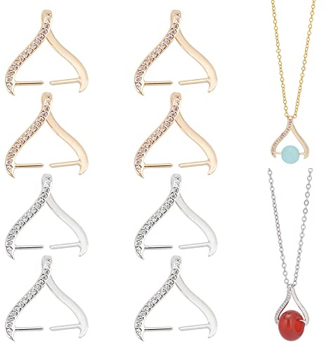 PandaHall 10 Stück Messing Anhänger Verschluss Zirkonia Quetsch Clip Bügelverschluss Golden Silber Anhänger Quetsch Bügel Verbinder Für DIY Bastelarbeiten Schmuck Halskette Armband Ohrring Anhänger