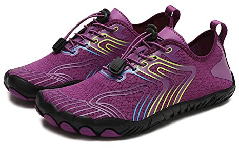 AONETIGER Chaussures Aquatiques Homme Femme Chaussures d'eau Léger Respirant Chaussures Pieds Nus Séchage Rapide Antidérapant Surf Chaussures de Nager Plongée(Violet,37EU)