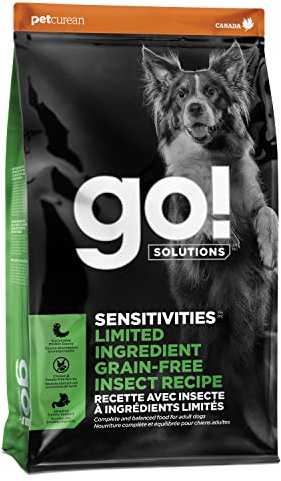 Go! Solutions Sensitivities Limited Ingredient Insect Grain-Free Dry Dog Food, Chicken-Free Kibble Made by Experts for Sensitive Stomachs & Food Allergies, for Puppies, Adults, & Seniors, 22 lb Bag