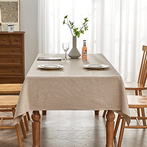 BALCONY & FALCON Table Cloth Waterproof Washable Off-white 145x300cm | Rectangular, Faux Linen, Heavyweight, Wrinkle Resistant, Wipe Clean, Farmhouse, Dining, Kitchen, Wedding, Party, Outdoor