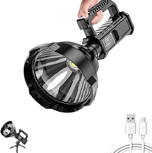 Rechargeable Torch,Multifunctional Rechargeable P50 searchlight Glare Flashlight,Outdoor Waterproof high-Power Lighting USB Handheld Bracket Light,Rechargeable Spotlight Flashlight High Lumens (W590)