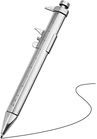 Stylo à Bille à Pied à Coulisse Vernier, Règle de Mesure du Pied à Coulisse de 0 à 100 Mm, Stylo Multifonction 2 en 1 avec Recharge pour Hommes Femmes Cadeaux Ingénieur Menuisiers(15 * 3 * 2 12.20)