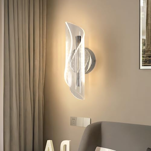 LED Wandleuchte Modern, 16W Kreative Spirale Wandlampe Innen aus Acryl, Einstellbar Farbtemperatur 3000K/4500K/6500K, Wandlicht Beleuchtung für Kinderzimmer Wohnzimmer Schlafzimmer Flur