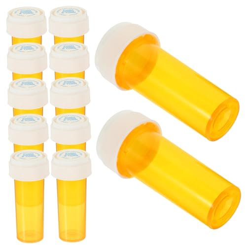 HOMSFOU 30ml Transparent Plastic Empty Pill Bottles with Child Resistant Caps, Medicine Container Pill Cases Organizers for Travel 12pcs(Yellow)