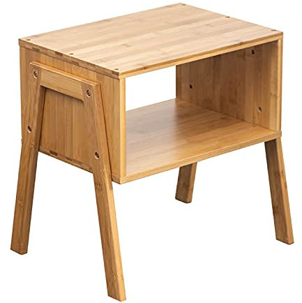 Massivholz-Nachttisch im japanischen Stil, Präsentationsregal, Wohnzimmer-Beistelltisch, Sofa-Couchtisch, stapelbarer Aufbewahrungsschrank – Bambus/offene Aufbewahrung/stabiler kompakter Rahmen, 43,1