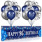 Blau 95. Geburtstag Dekoration für Männer Frauen, Marineblau Silber 95. Geburtstag Banner, Blau 95. Geburtstag Luftballons für 95. Jahrestag Party Dekorationen