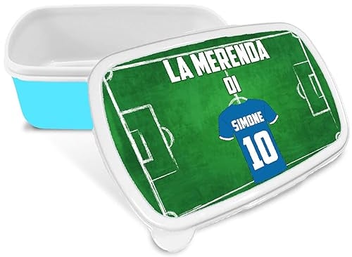 Mr. Gadgets Porta merenda personalizzato con nome -diversi modelli e colori CELESTE