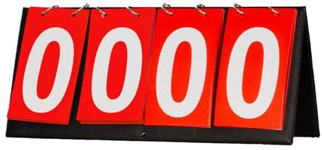 F Fityle Tisch-Anzeigetafel, Punktezähler, 4-stellige Wettkampf-Anzeigetafel, tragbarer Punktezähler für Sportspiele im Innen- und Außenbereich, Rot