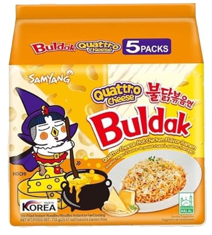 Samyang Buldak Quatro Cheese Bag inkl. Steam-Time ThankYou Gewicht 5x145g