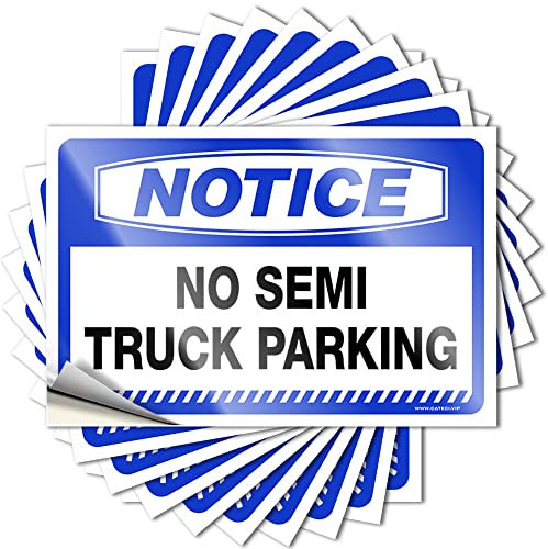 Aufkleber für Auto, Hinweisschild, kein Semi-LKW-Parkplatz, Aufkleber für Autos (12 x 18 cm), 10 Stück