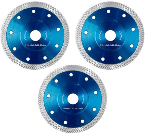 Pckobever 115mm Diamond Cutting Discs,3Pcs Diamond Saw Blades -Super Thin,4.5 Wheel Cutting Disc For Angle Grinder,Turbo Saw Blade For Fast & Clean Cut On Granite, Marble, Concrete, Tiles, Ceramics