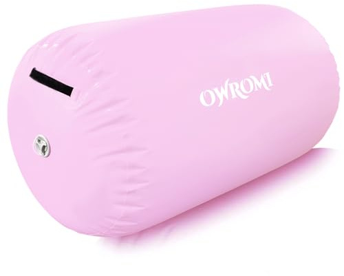 Inflatable Gymnastics Air Mat Tumble Track with Gymnastics Air Barrel - Inflatable Air Spot Tumbler Backbend Trainer Air Roller Tumbling Mat with Electric Pump